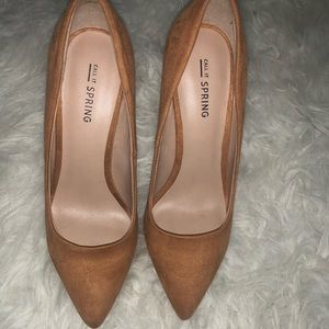 Brown suede heels